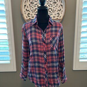 NWT Rails Hunter Plaid Blue Red White Button up Flannel Shirt Casual Western SZM